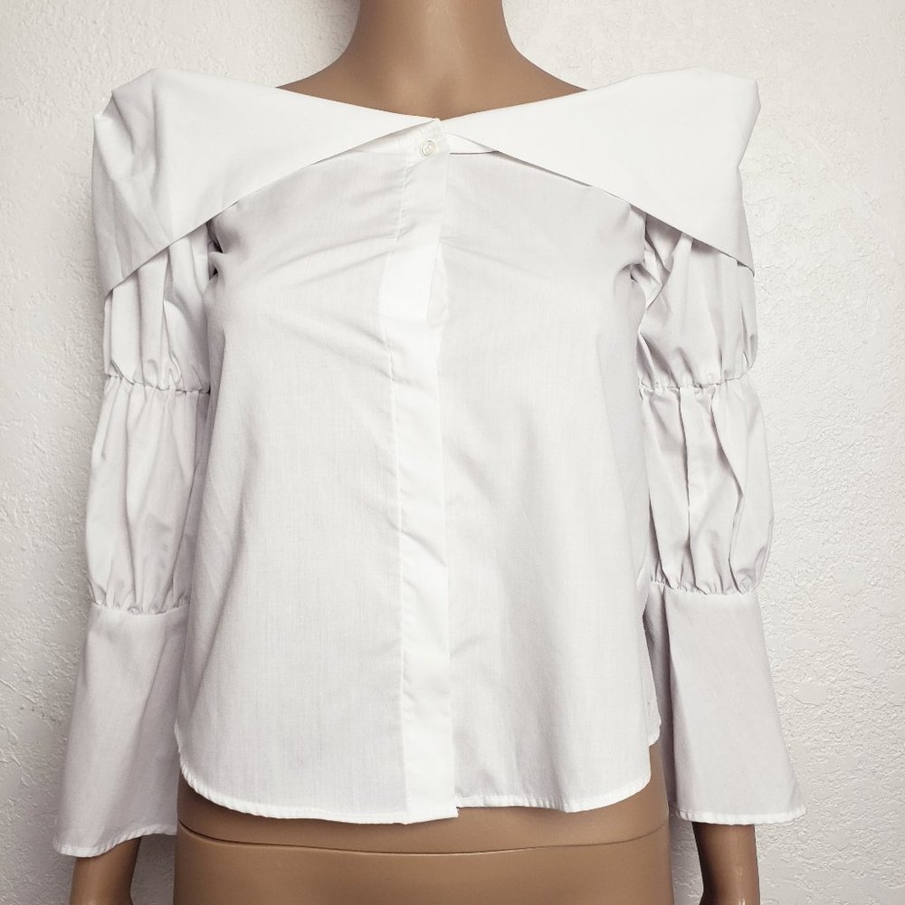 Zara Off the Shoulder White Bell Sleeve Blouse